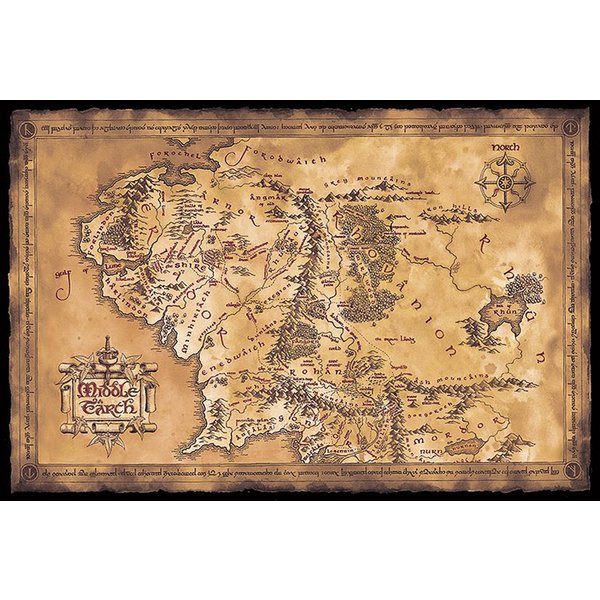 Постер с карта Lord of the Rings Middle earth