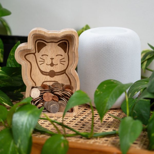 Касичка от дърво Lucky Cat